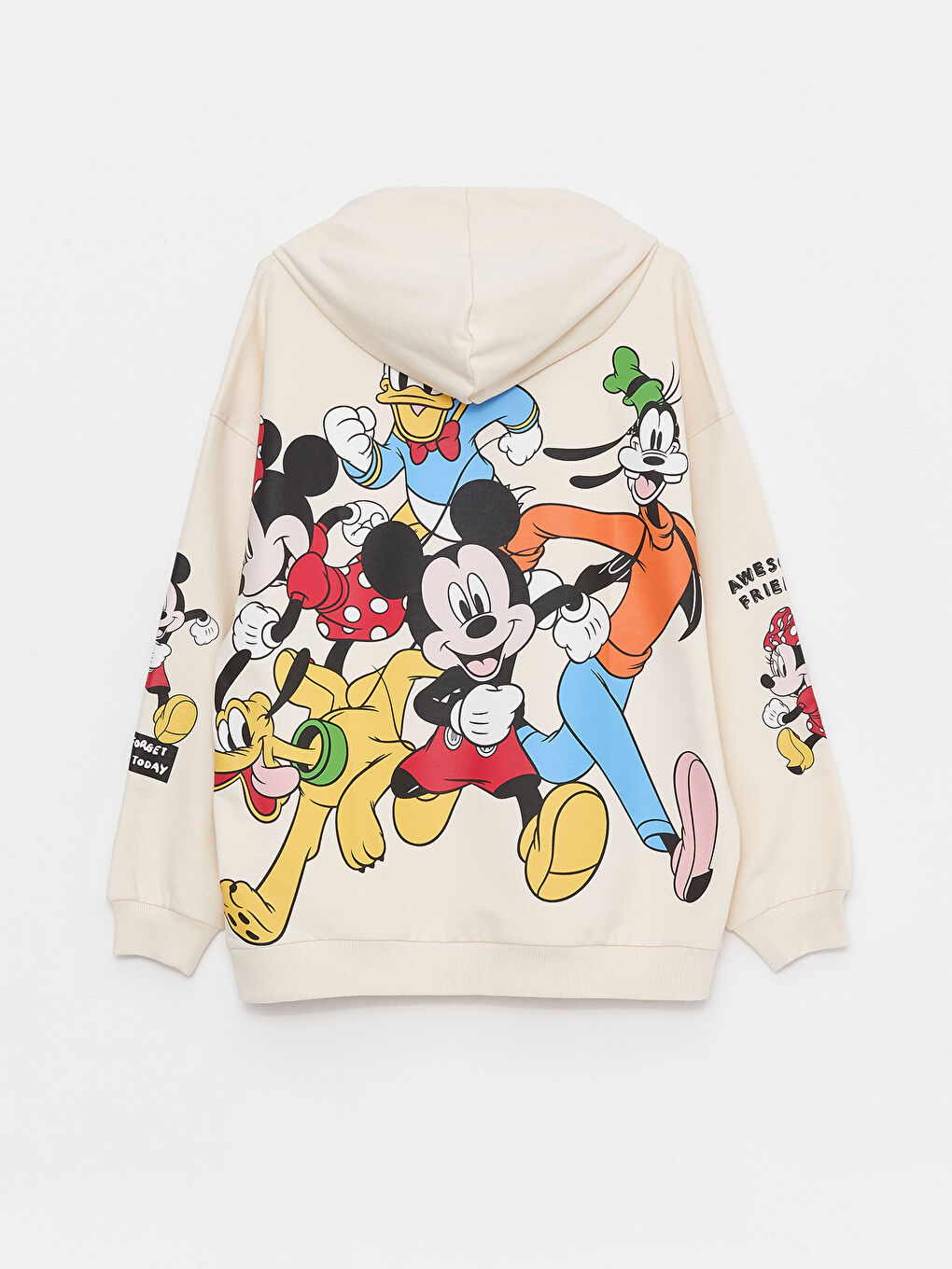 Bej Mickey ve Arkadaşları Baskılı Kadın Hoodie-6