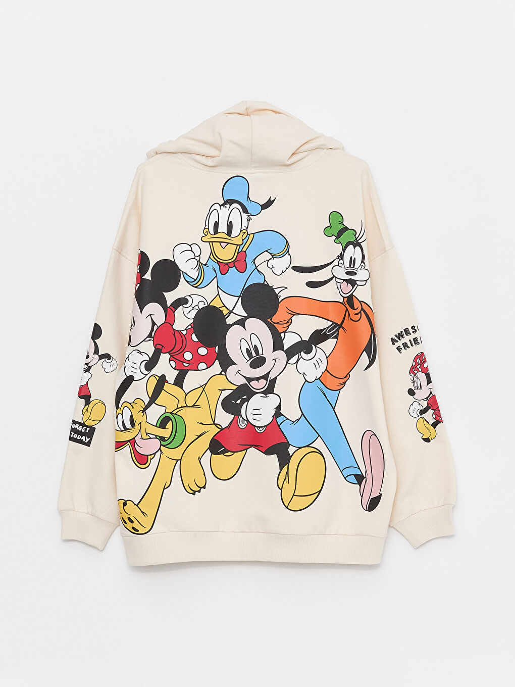 Bej Mickey ve Arkadaşları Baskılı Kadın Hoodie-7