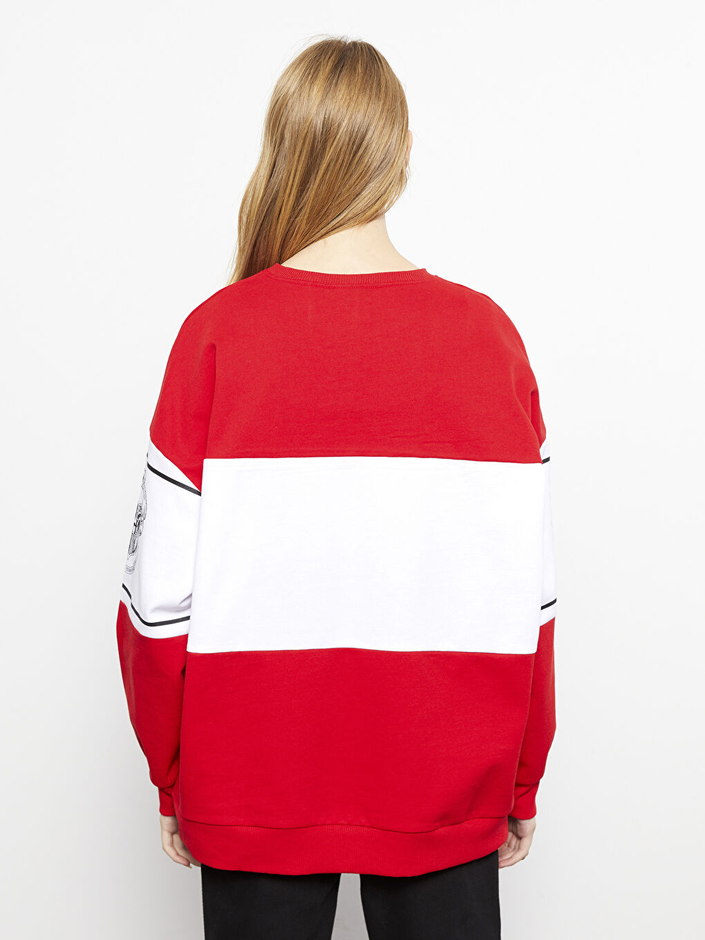 Kırmızı Bisiklet Yaka Harry Potter Baskılı Uzun Kollu Oversize Kadın Sweatshirt-4