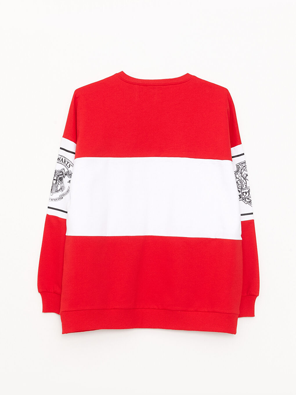 Kırmızı Bisiklet Yaka Harry Potter Baskılı Uzun Kollu Oversize Kadın Sweatshirt-6