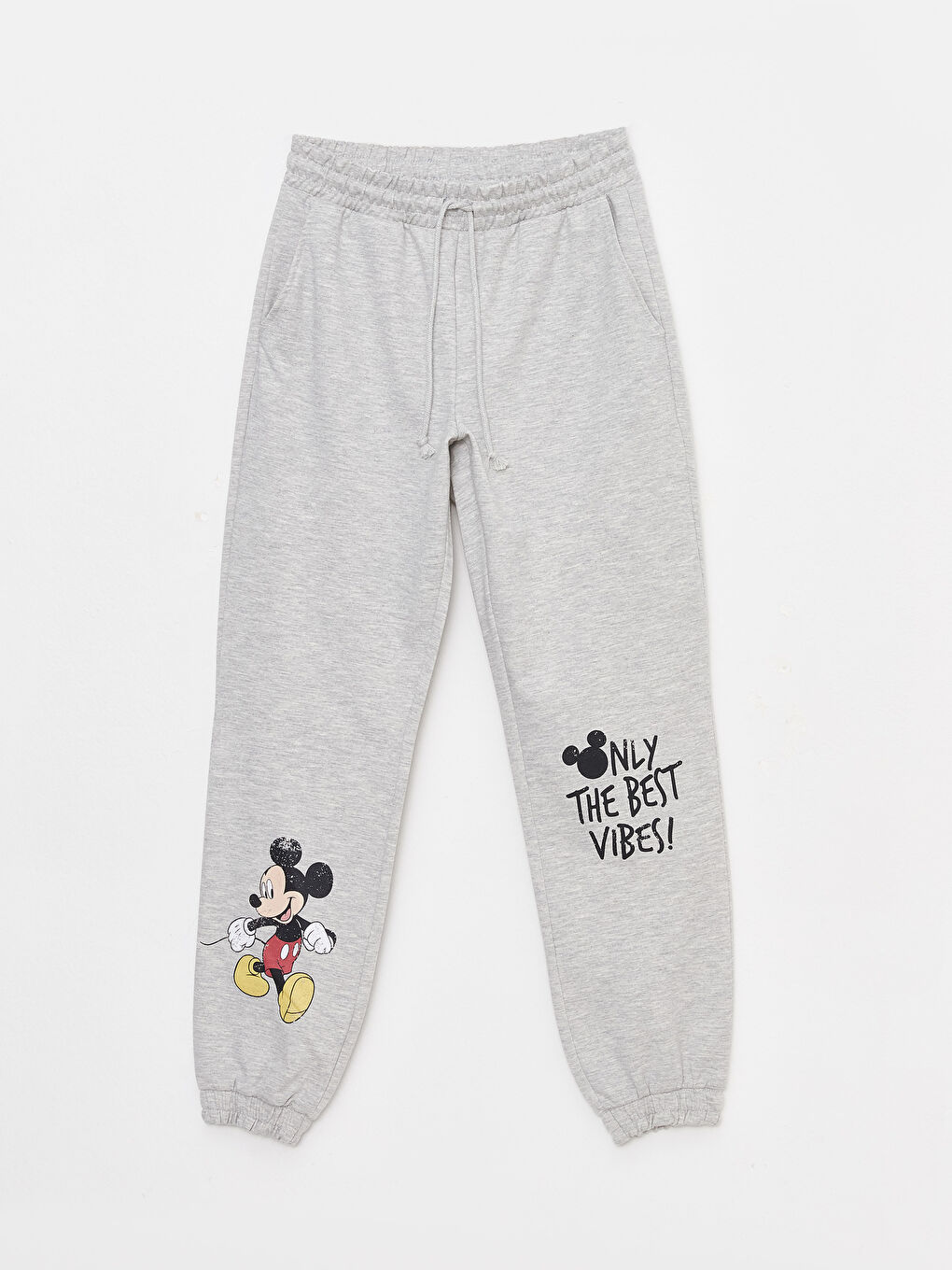 LCW Vision Gri Melanj Beli Lastikli Mickey Mouse Baskılı Kadın Jogger Eşofman Altı - 5