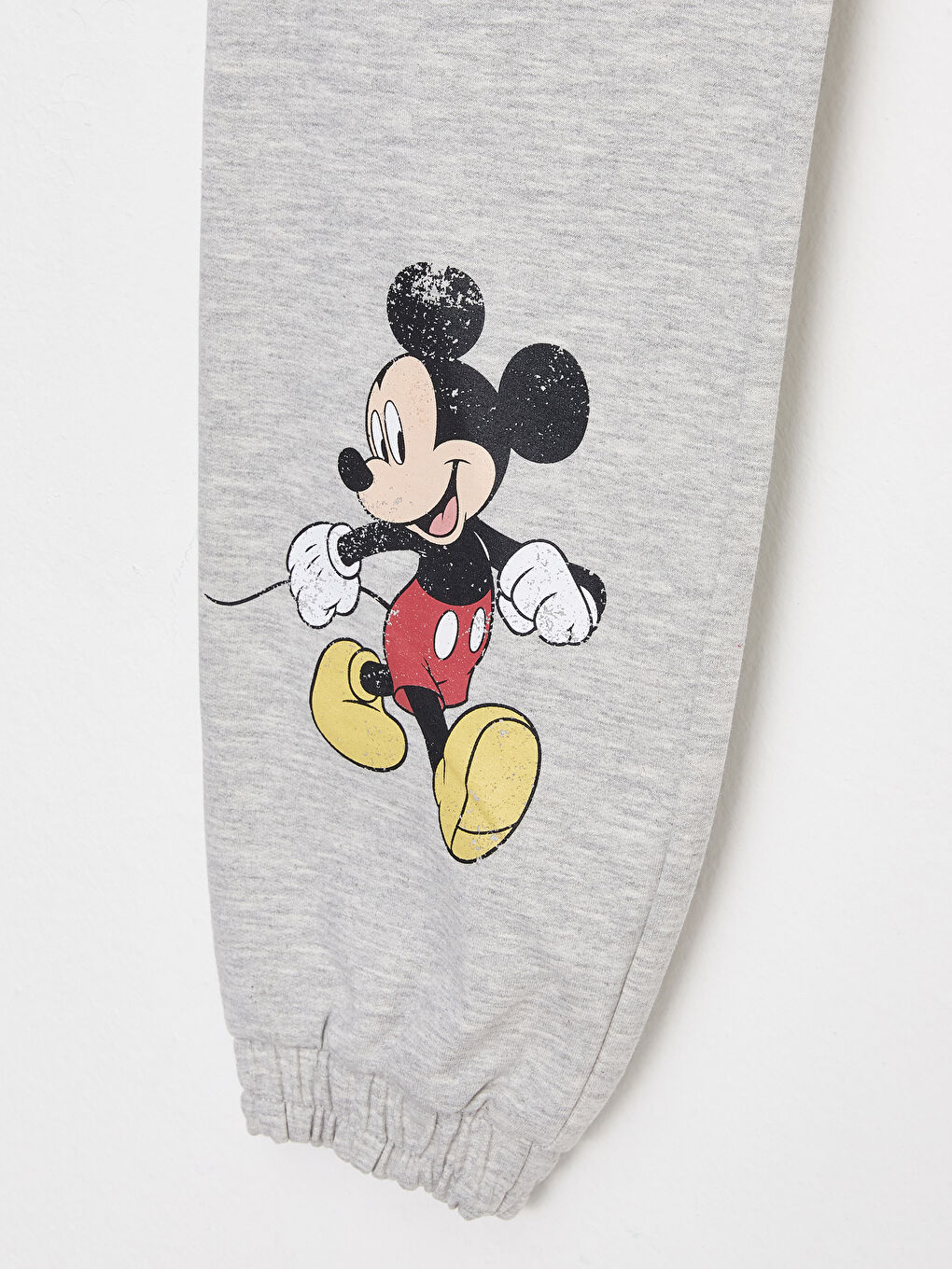 LCW Vision Gri Melanj Beli Lastikli Mickey Mouse Baskılı Kadın Jogger Eşofman Altı - 7