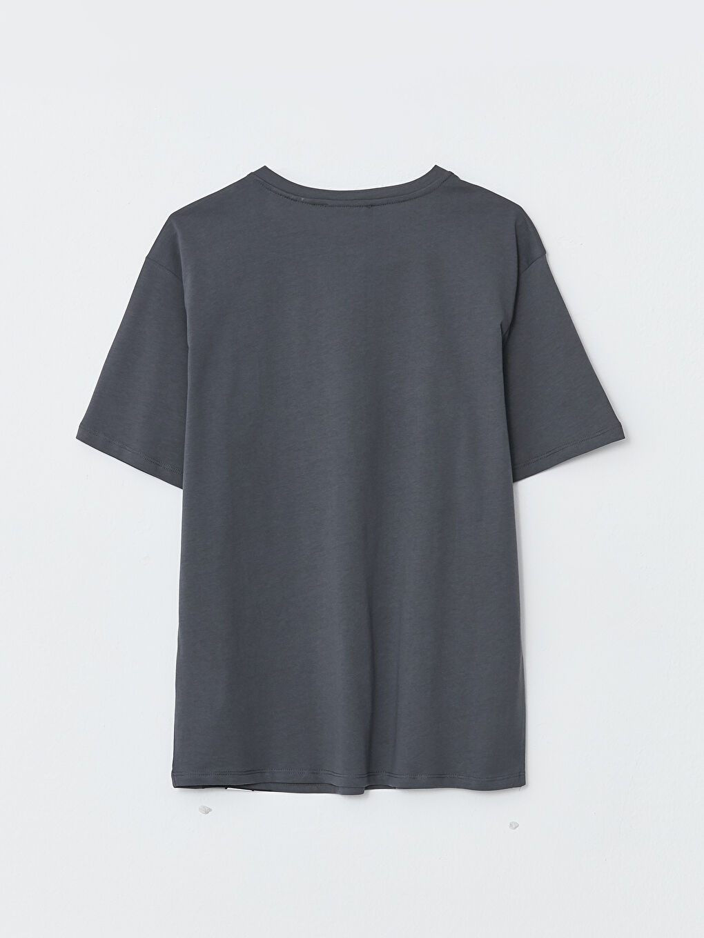 Gri Bisiklet Yaka Tom ve Jerry Baskılı Kısa Kollu Pamuklu Kadın Tişört-6