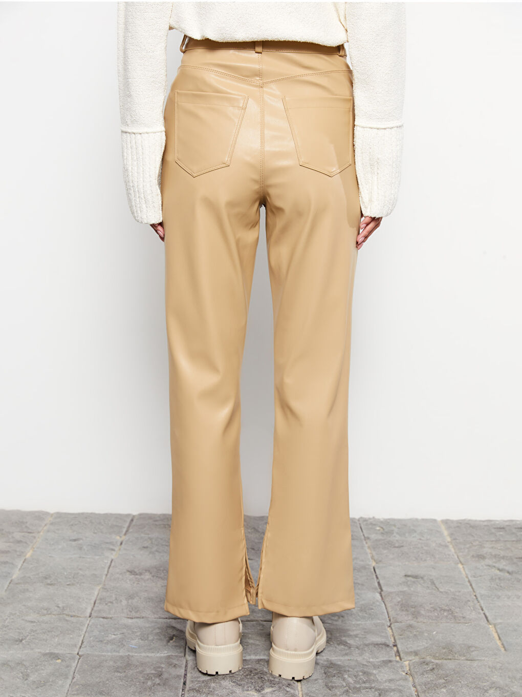 әйелдерге арналған стандартты пішім жасанды былғары шалбар-3