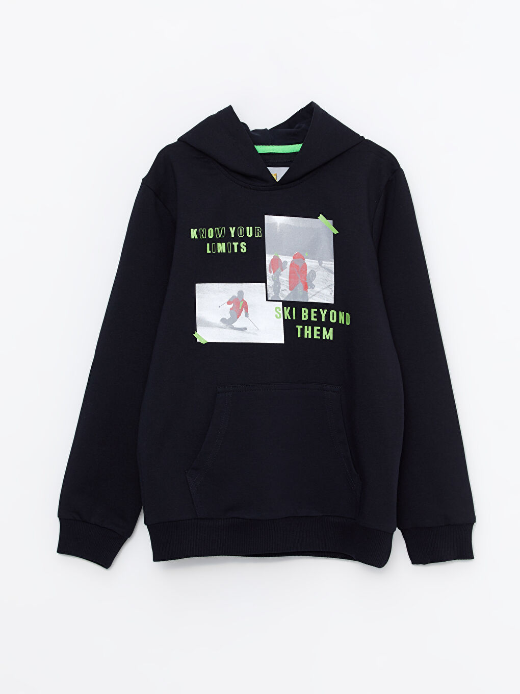 Lacivert Kapüşonlu Baskılı Uzun Kollu Erkek Çocuk Sweatshirt ve Eşofman Altı-6