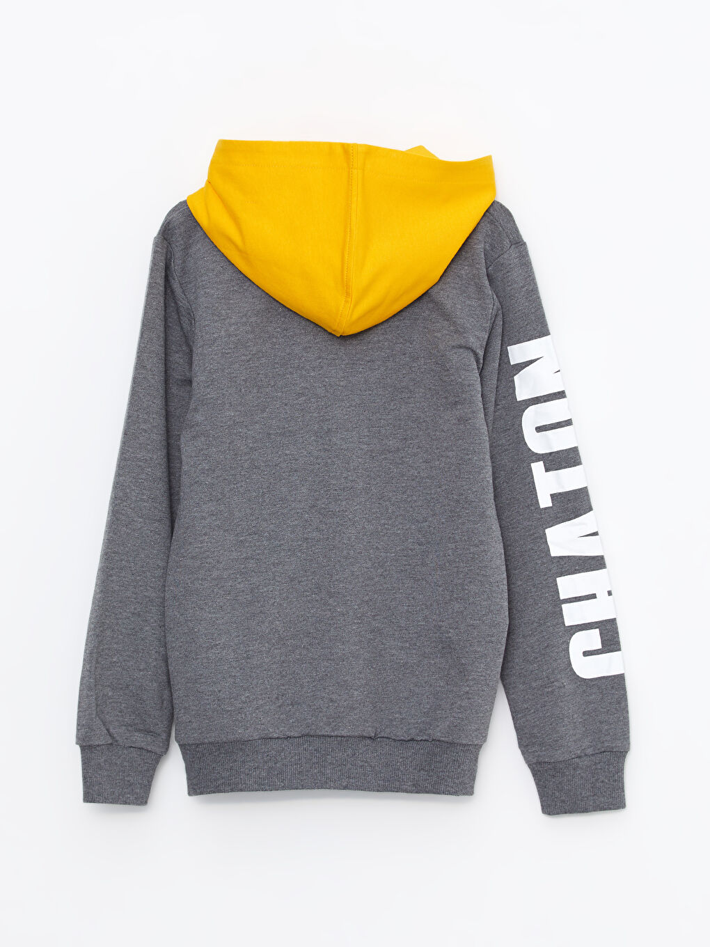 Gri Kapüşonlu Baskılı Uzun Kollu Erkek Çocuk Sweatshirt ve Eşofman Altı-10