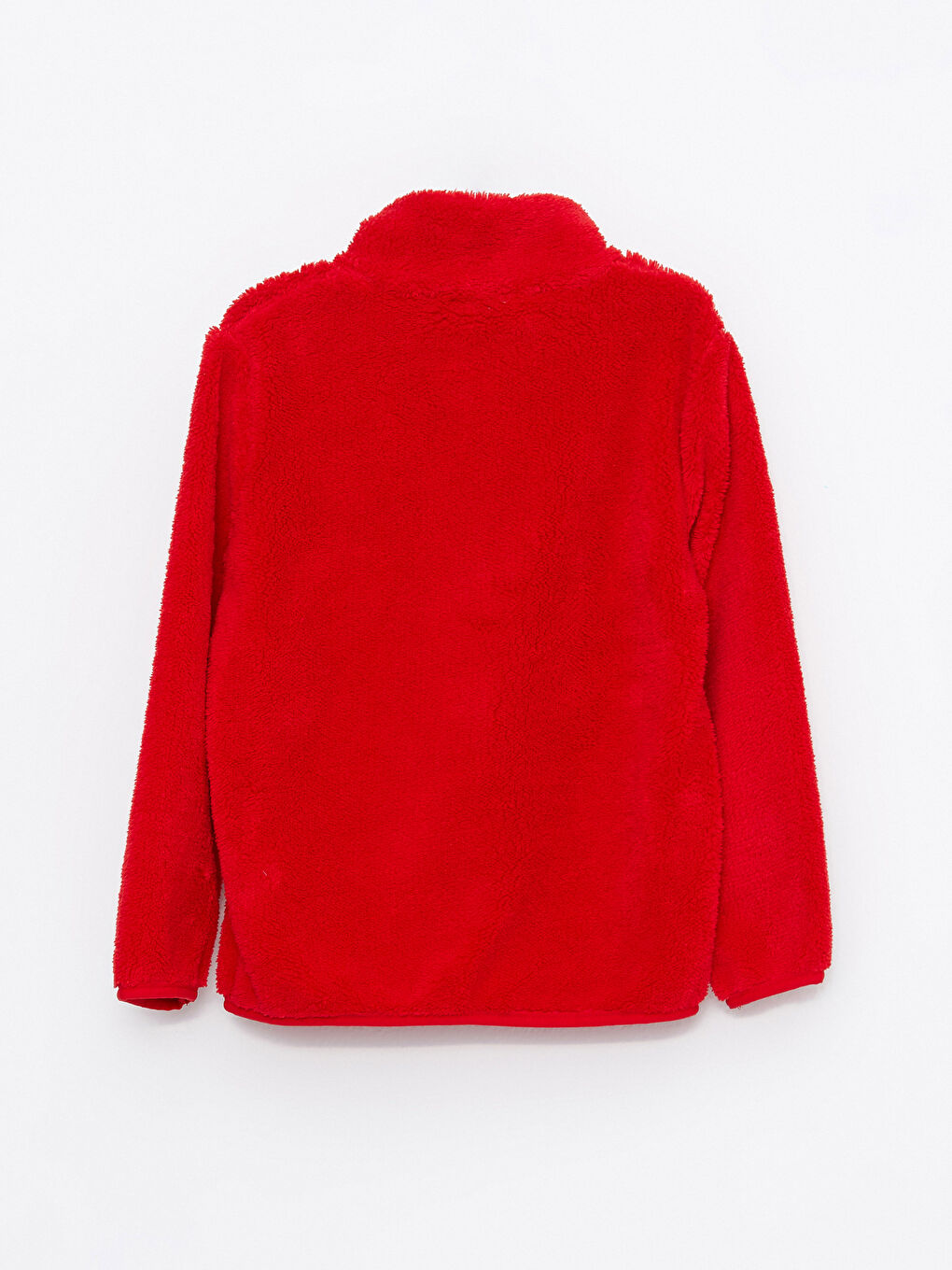 Kırmızı Dik Yaka Nakışlı Uzun Kollu Unisex Çocuk Fermuarlı Sweatshirt-5