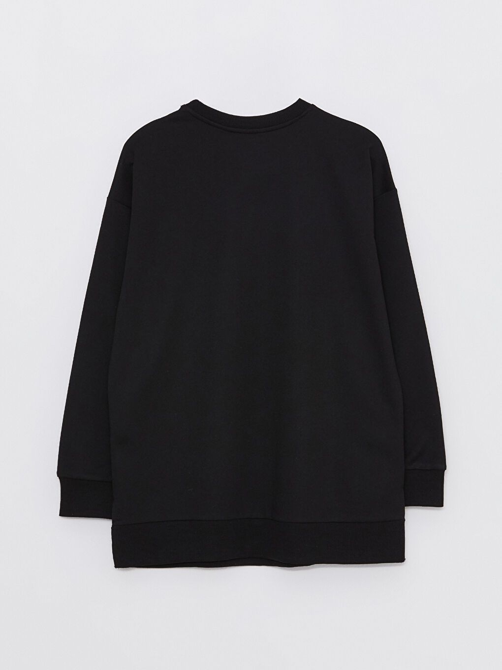 Siyah Bisiklet Yaka Mickey Mouse Baskılı Uzun Kollu Oversize Kadın Sweatshirt-6