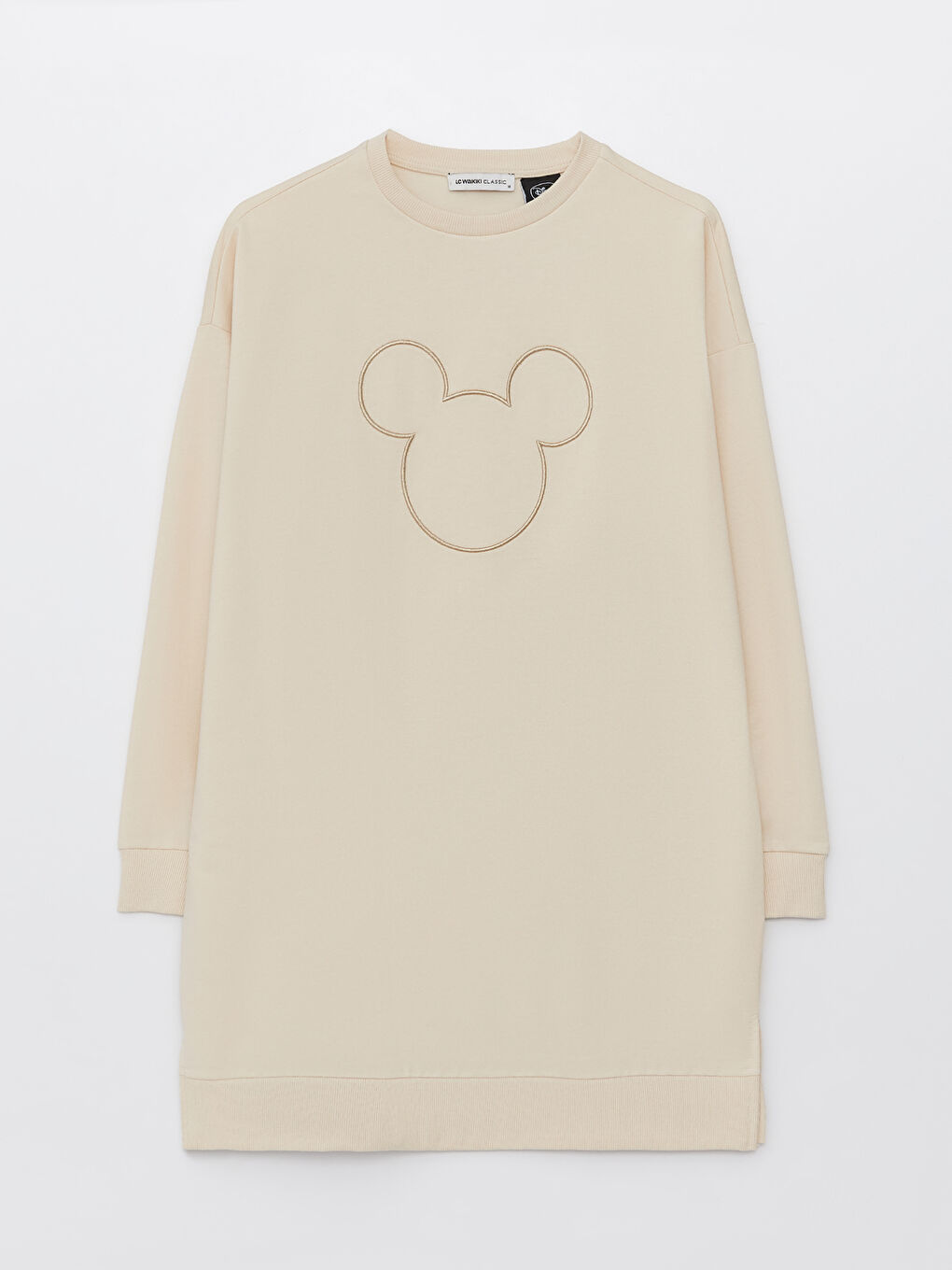 LCWAIKIKI Basic Ten Rengi Bisiklet Yaka Mickey Mouse Nakışlı Uzun Kollu Oversize Kadın Sweatshirt Tunik - 5