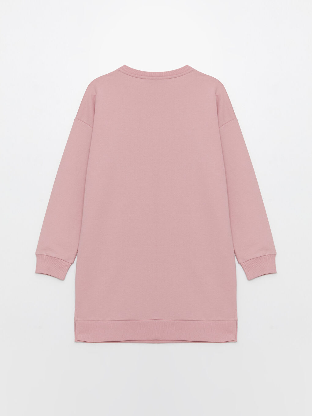 Pembe Bisiklet Yaka Baskılı Uzun Kollu Oversize Kadın Sweatshirt Tunik-6