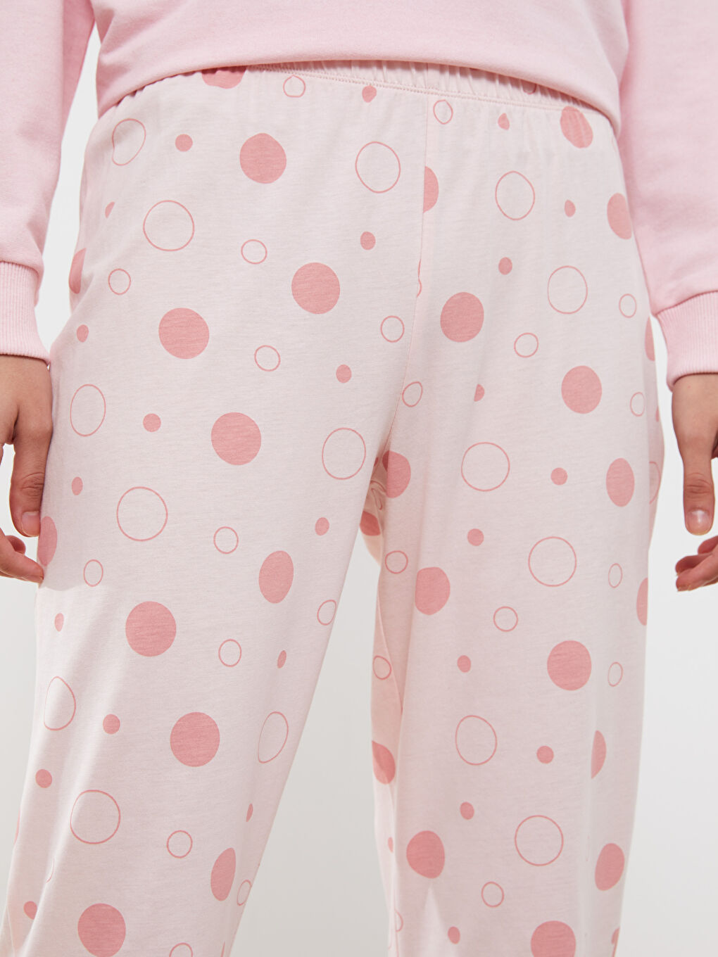 Elastic Waist Polka Dot Cotton Women's Pajama Bottom-2