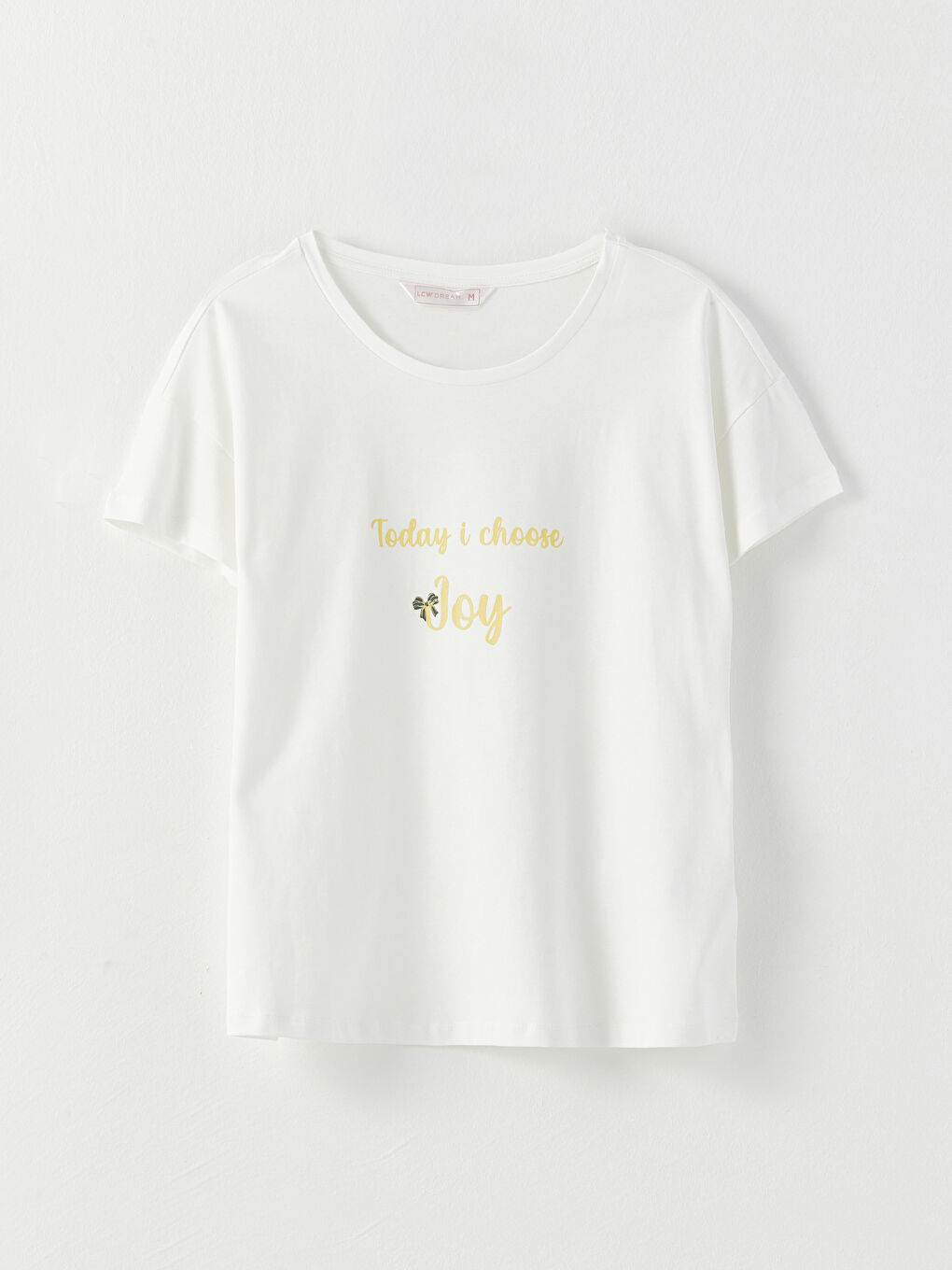 Sarı Bisiklet Yaka Baskılı Kısa Kollu Kadın Pijama Takımı-6