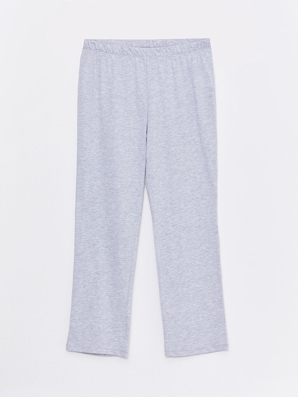 Gri Bisiklet Yaka Düz Uzun Kollu Kadın Pijama Takımı-7