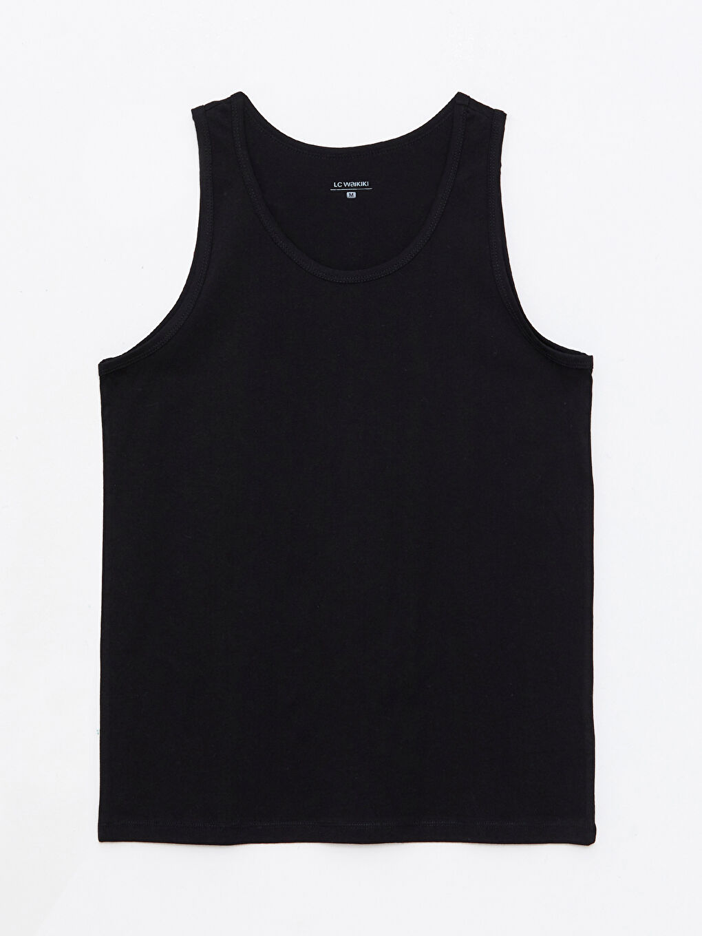 Siyah U Yaka Basic Pamuklu Erkek Atlet-5