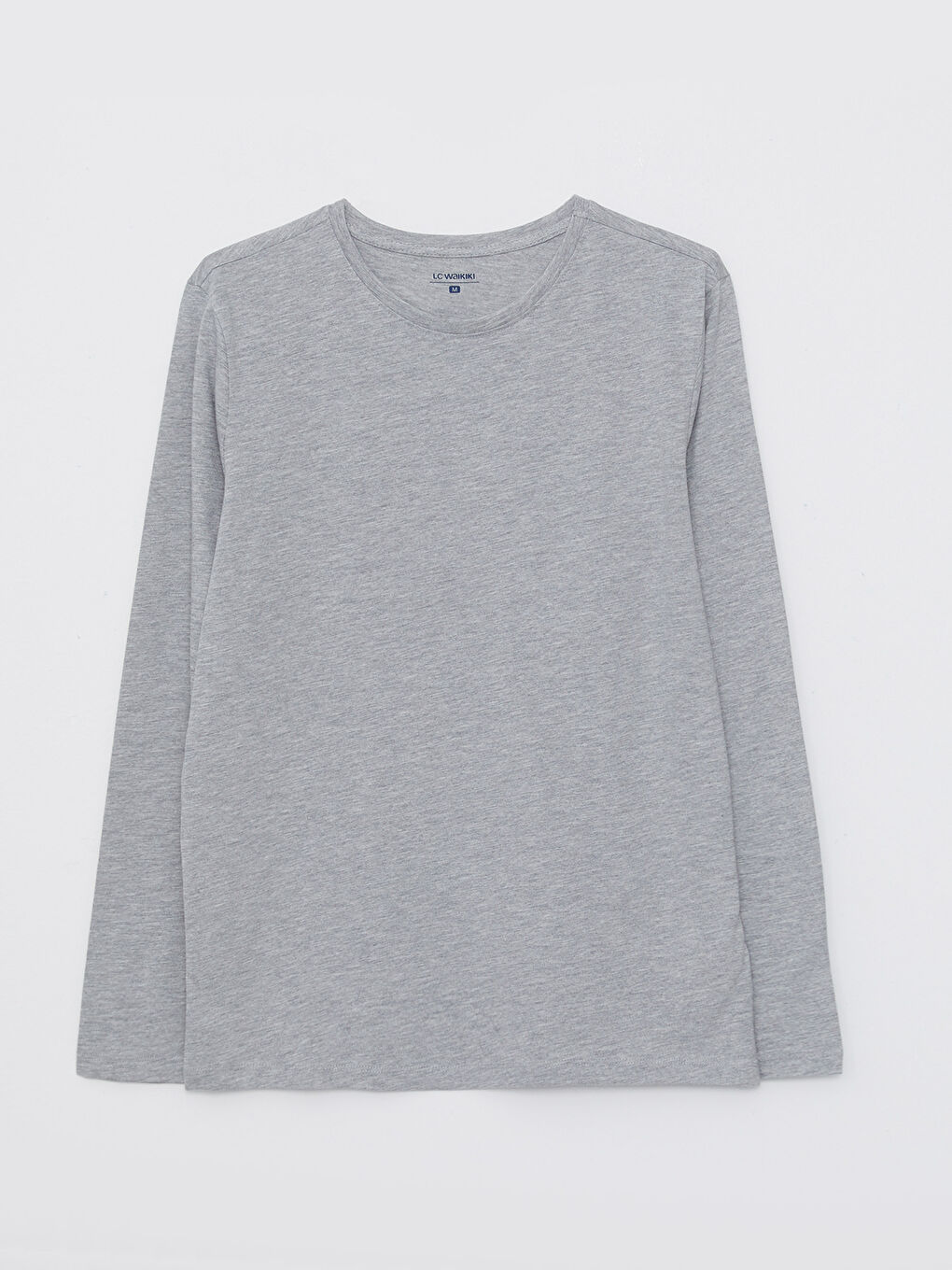 Gri Bisiklet Yaka Uzun Kollu Erkek Pijama Üst-5