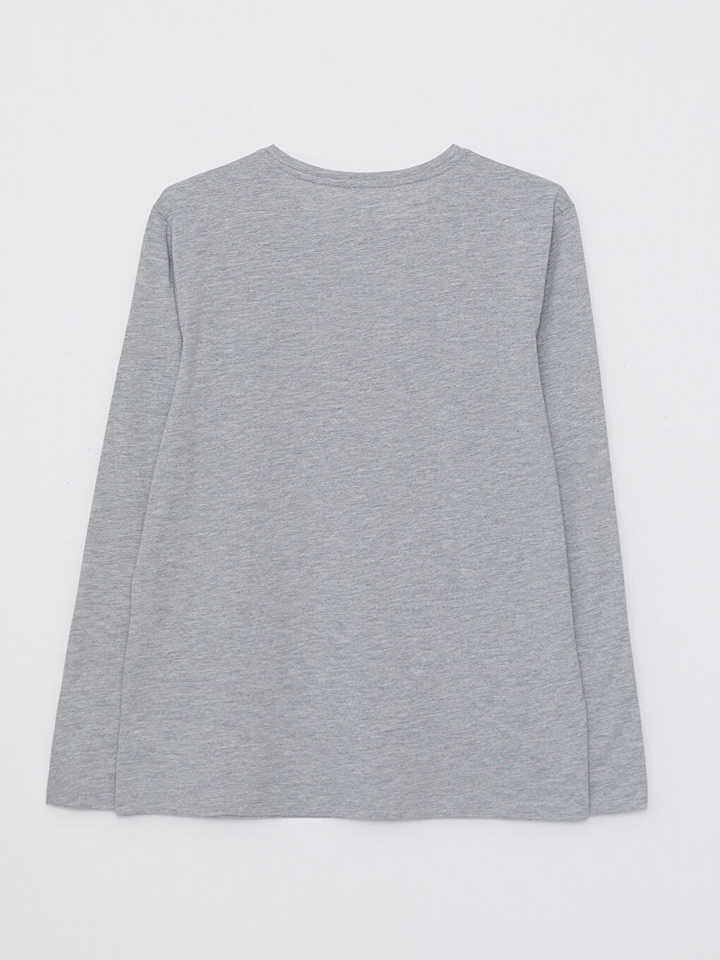 Gri Bisiklet Yaka Uzun Kollu Erkek Pijama Üst-6