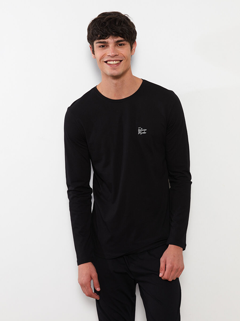 Haut de pyjama à col rond et manches longues pour hommes-2