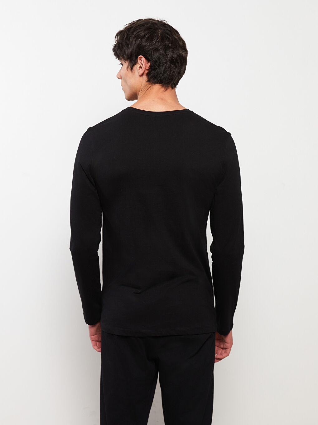 Haut de pyjama à col rond et manches longues pour hommes-4