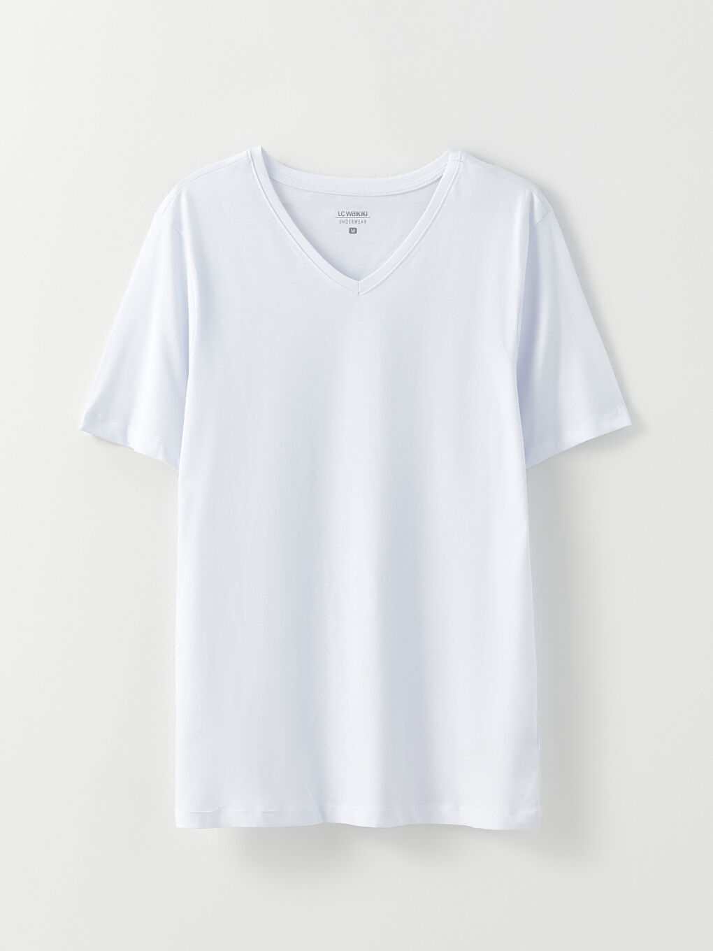 Beyaz V Yaka Kısa Kollu Pamuklu Erkek Atlet-5