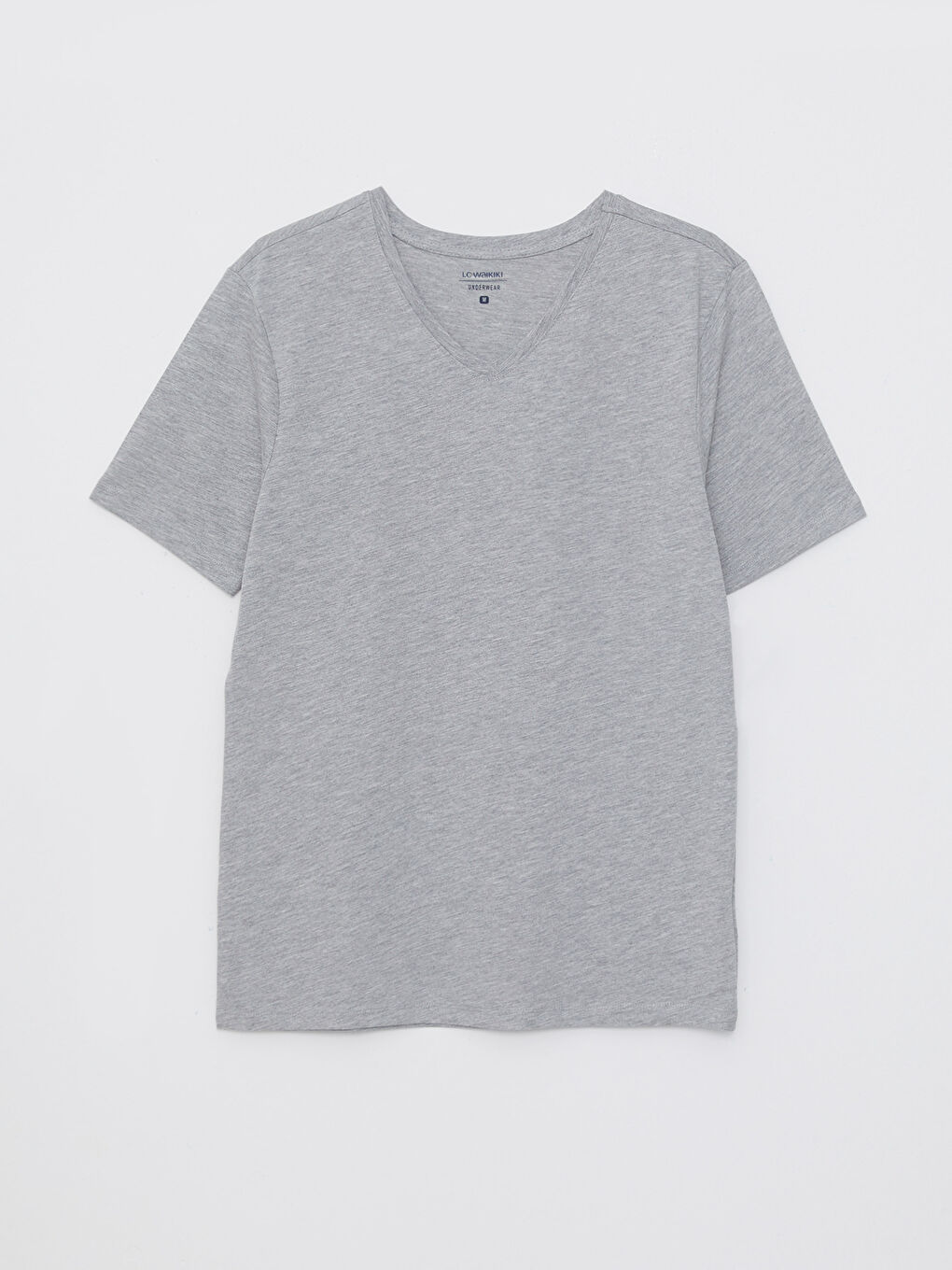 Gri V Yaka Kısa Kollu Pamuklu Erkek Atlet-5