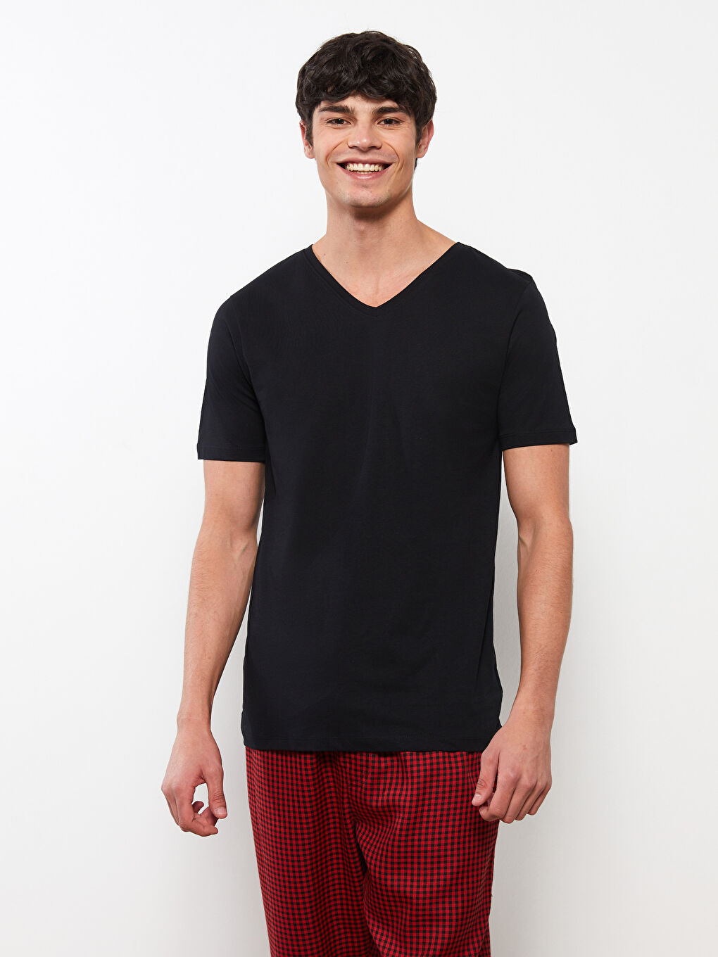 V-Neck Short Sleeve Cotton Men's Undershirt