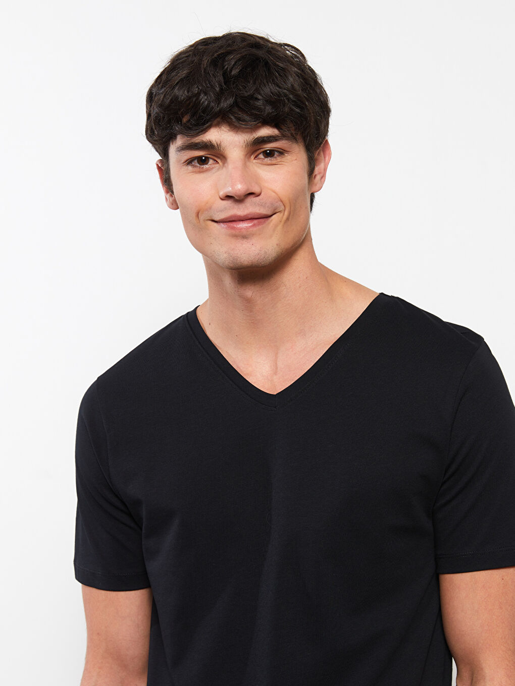 V-Neck Short Sleeve Cotton Men's Undershirt-1