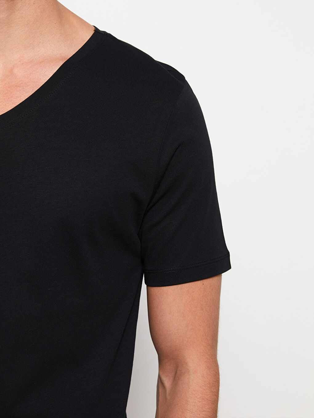 V-Neck Short Sleeve Cotton Men's Undershirt-2