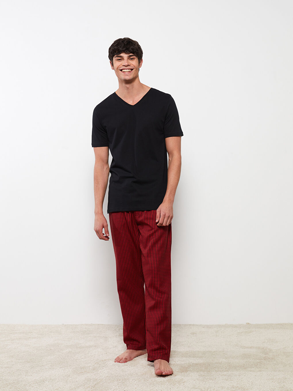 V-Neck Short Sleeve Cotton Men's Undershirt-3