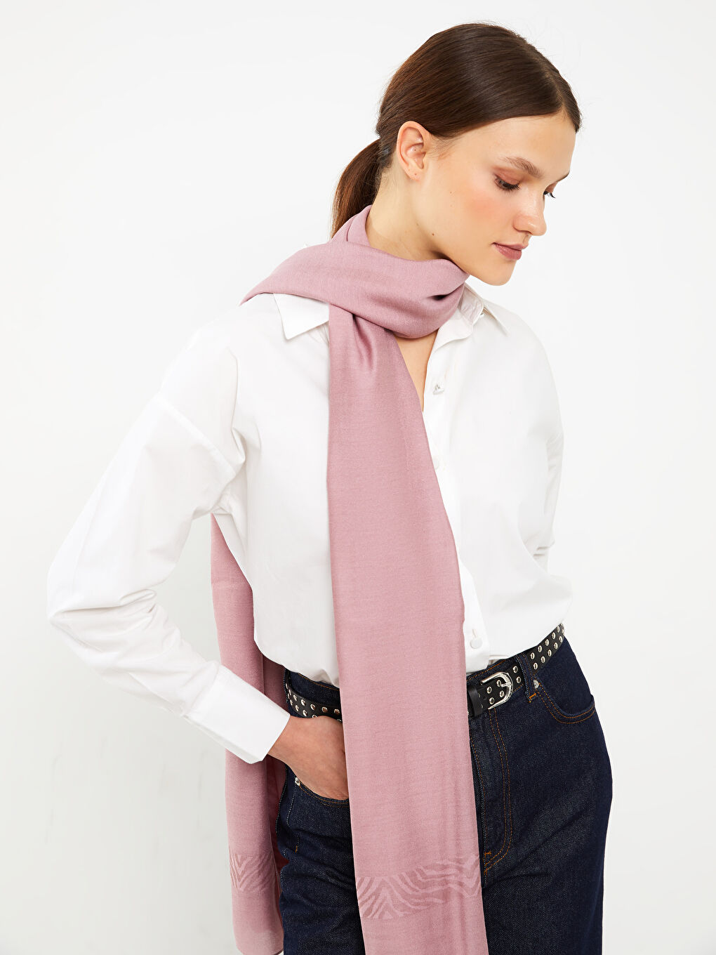 Pembe Kadın Düz  Şal