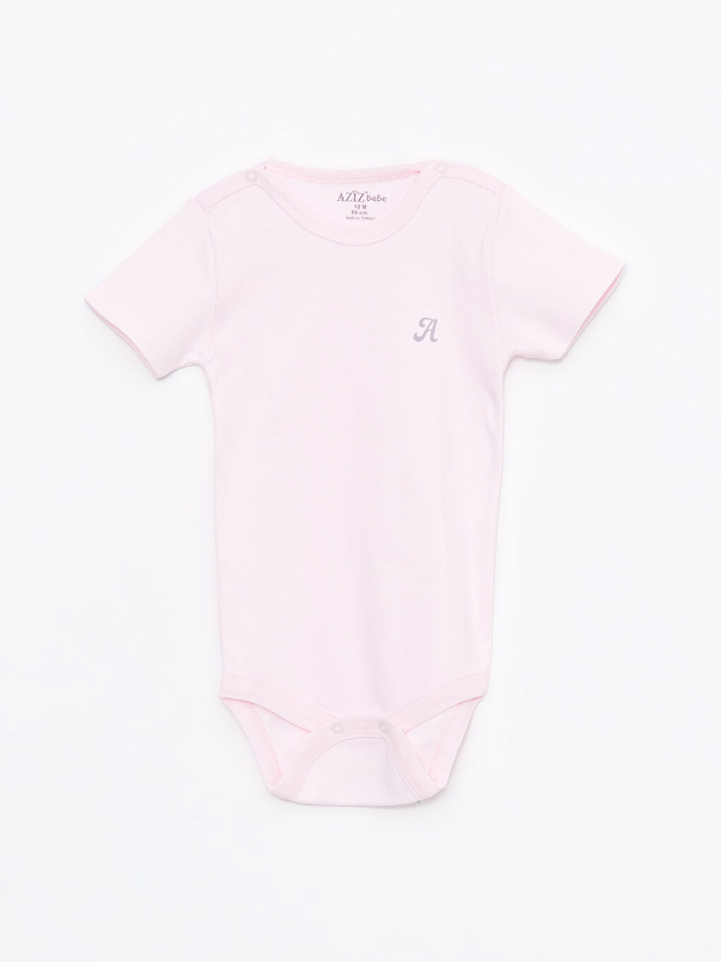 Pembe Bisiklet Yaka Kısa Kollu Kız Bebek Çıtçıtlı Bodysuit