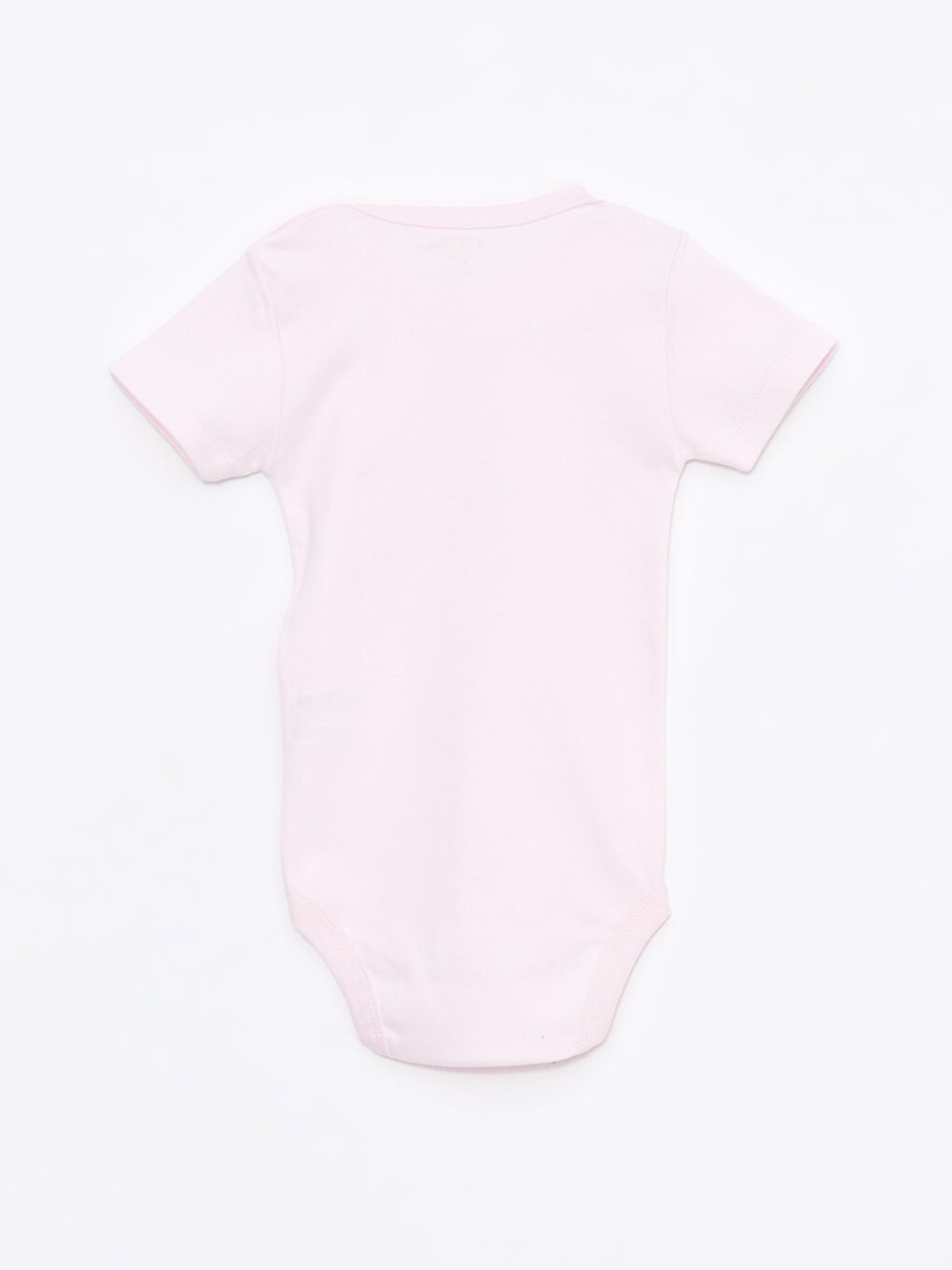 Pembe Bisiklet Yaka Kısa Kollu Kız Bebek Çıtçıtlı Bodysuit-1
