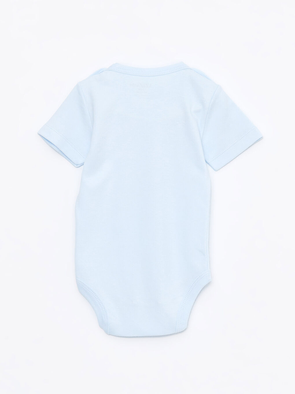 Mavi Bisiklet Yaka Kısa Kollu Unisex Bebek Çıtçıtlı Body-1