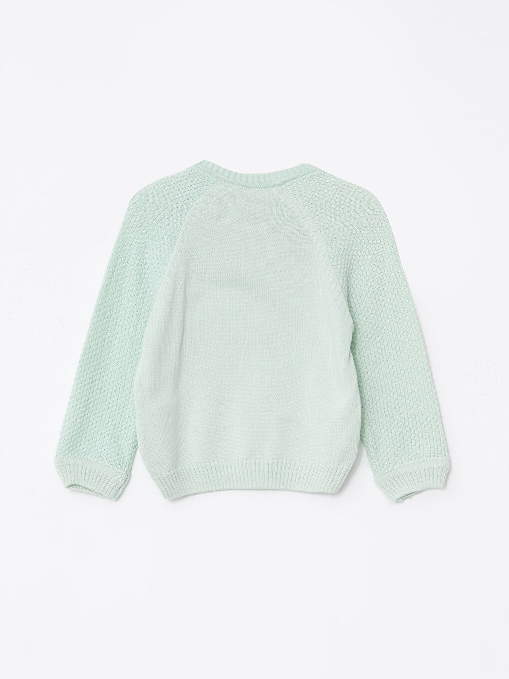 Yeşil Bisiklet Yaka Uzun Kollu Desenli Kız Bebek Triko Kazak-1