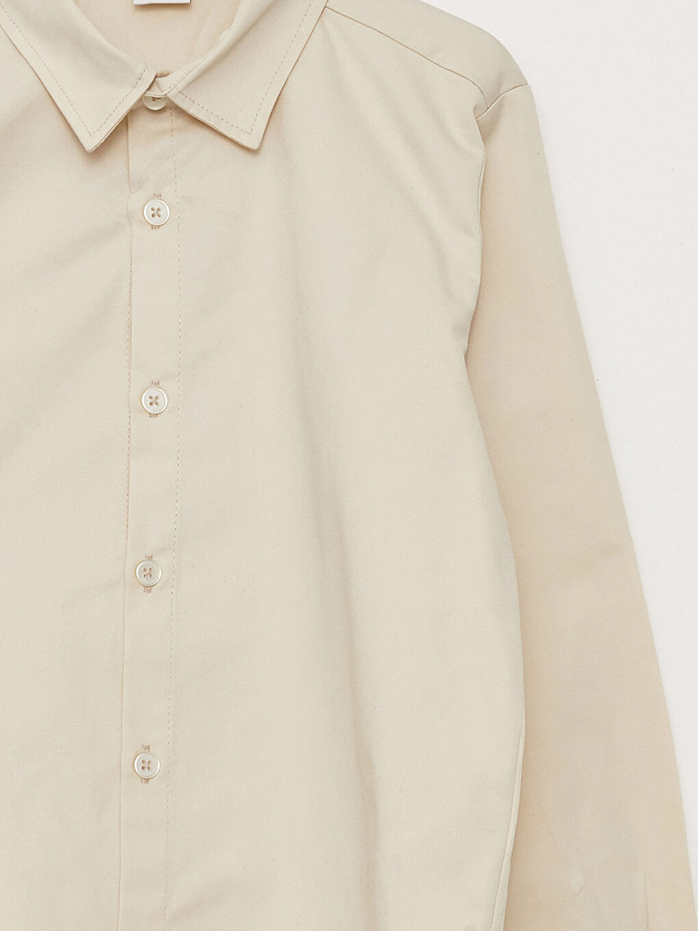 Bej Uzun Kollu Erkek Çocuk Gömlek-5