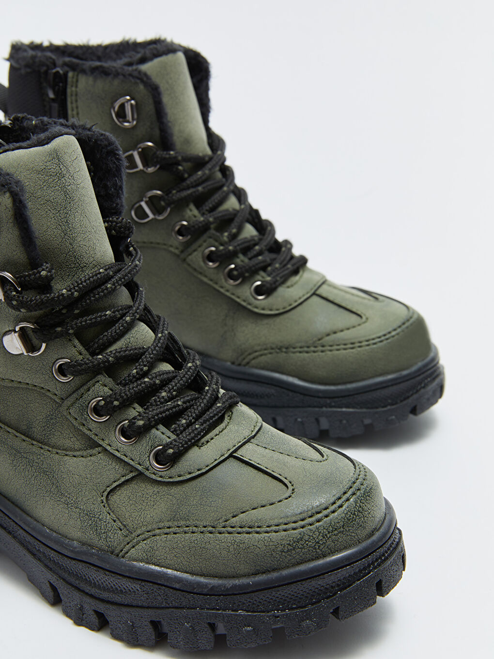 Haki Bağcık ve Fermuar Kapamalı Erkek Çocuk Bot-2