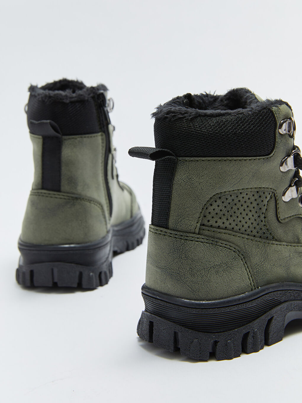 Haki Bağcık ve Fermuar Kapamalı Erkek Çocuk Bot-4