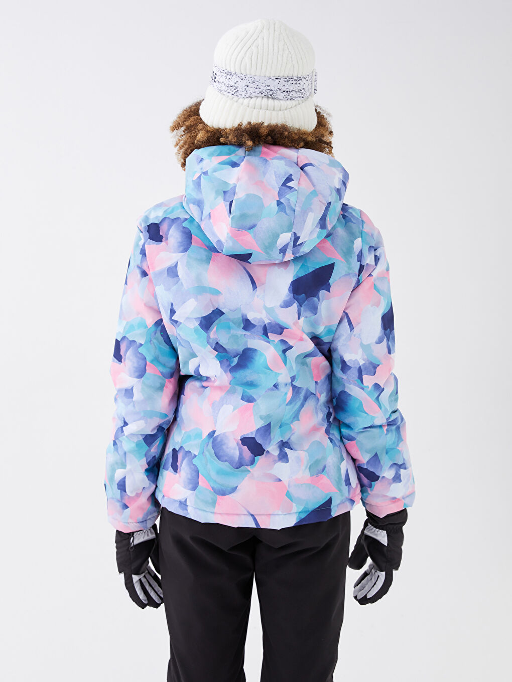 LCW OUTDOOR Pembe Kapüşonlu Desenli Uzun Kollu Kadın Kayak Montu - 6