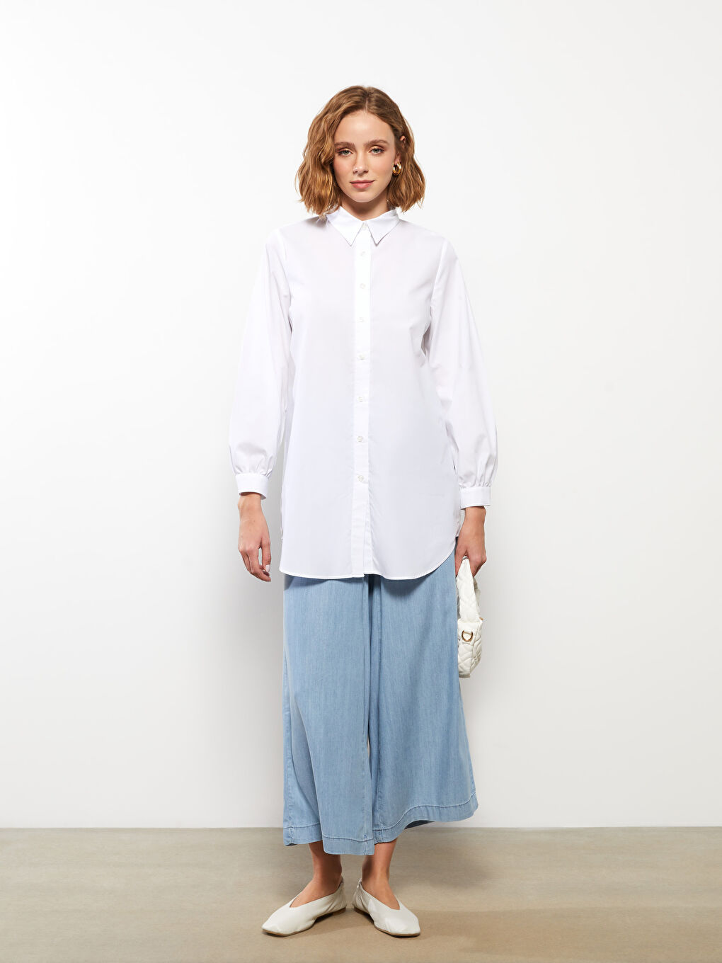 Plain Long Sleeve Women's Shirt Tunic-1