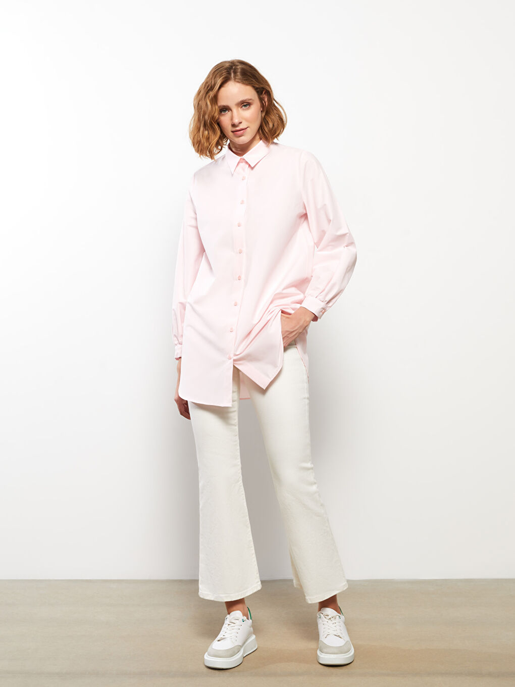 Plain Long Sleeve Women's Shirt Tunic