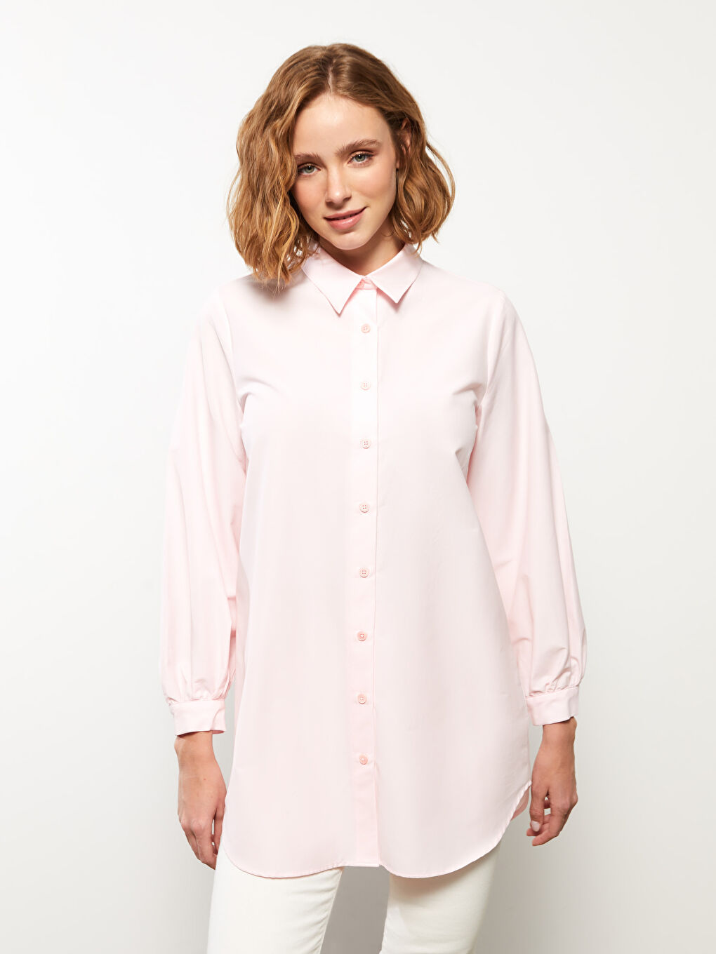 Plain Long Sleeve Women's Shirt Tunic-2