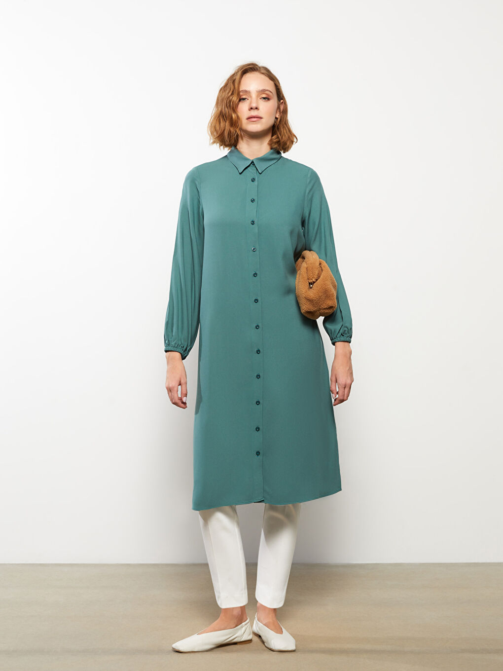 Plain Long Sleeve Women's Shirt Tunic-1