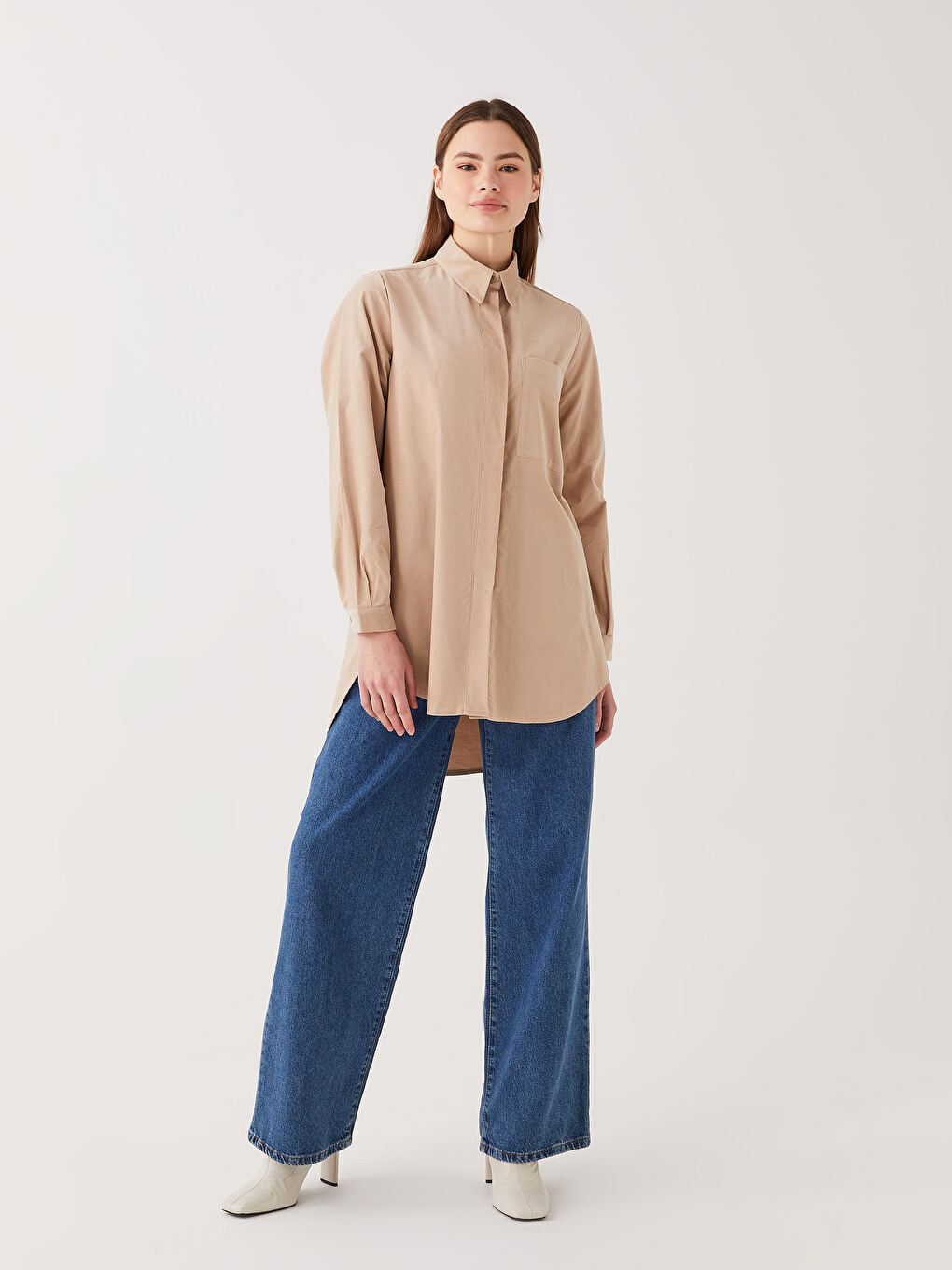 Plain Long Sleeve Women's Shirt Tunic-2