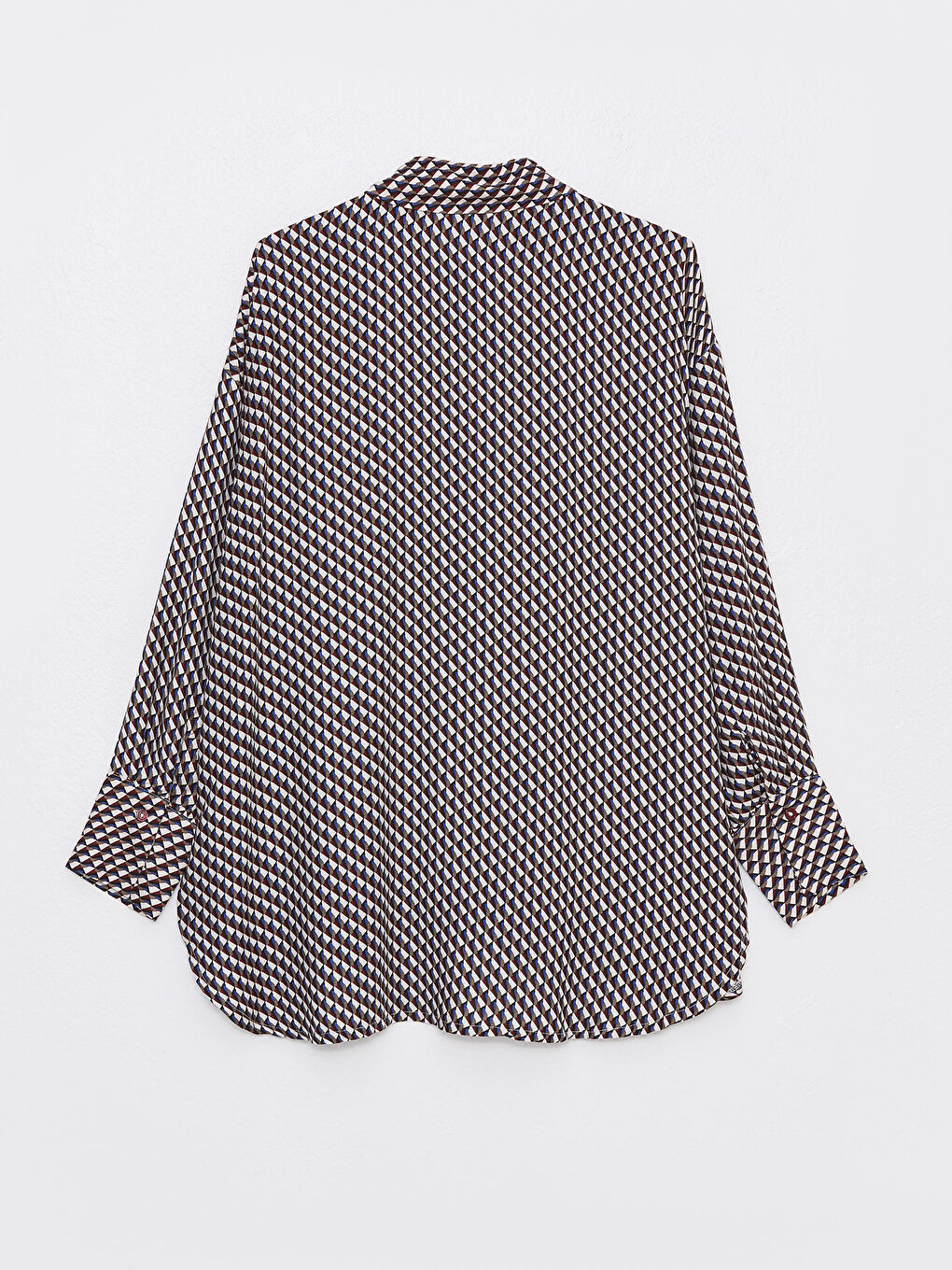 Patterned Long Sleeve Oversize Women's Shirt-6
