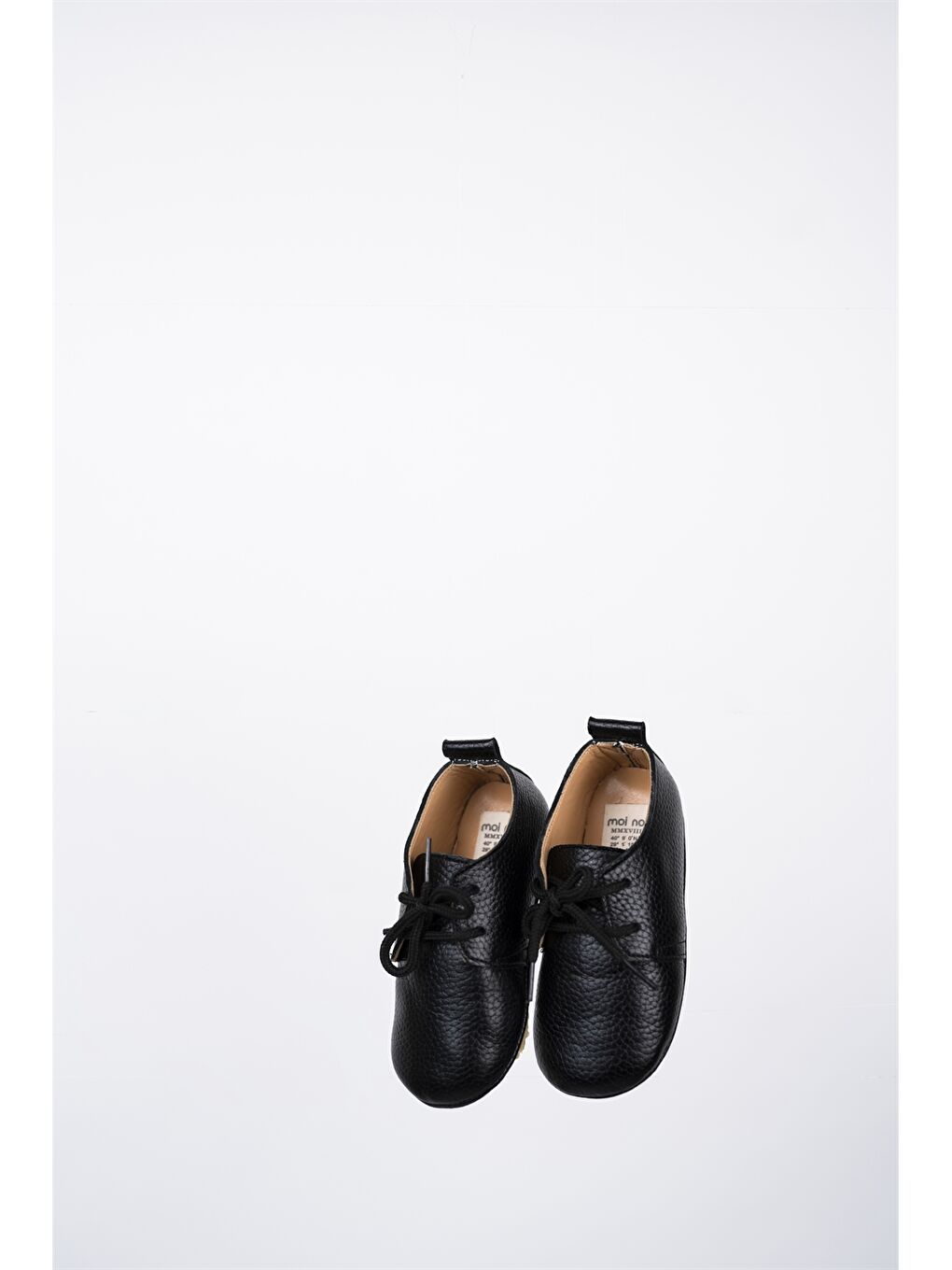 Siyah Hakiki Deri Bağcıklı Unisex Bebek Spor Ayakkabı