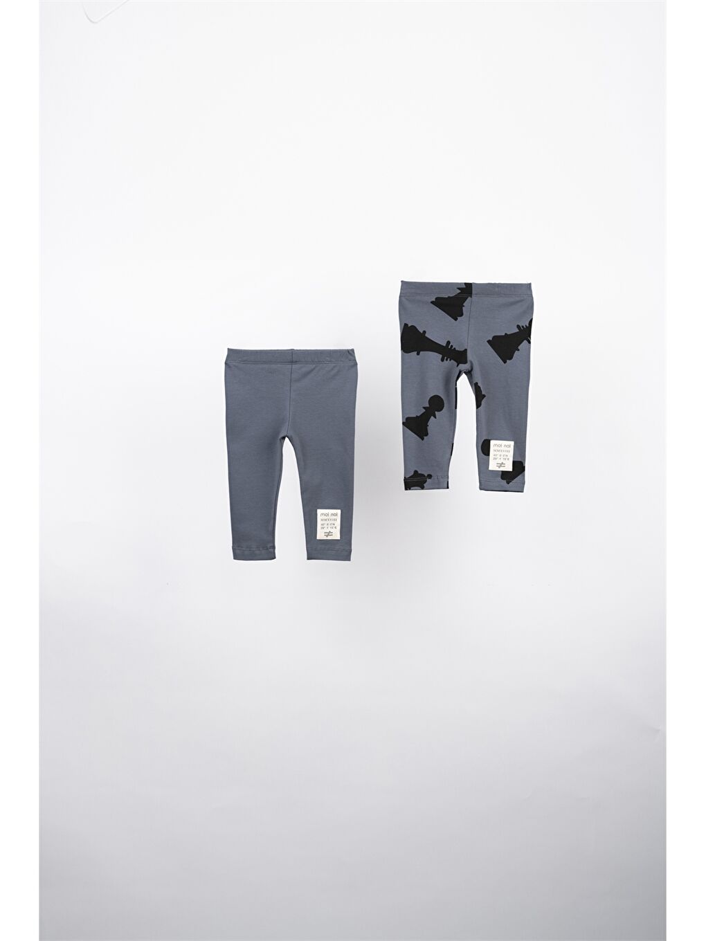 Antrasit Beli Lastikli Pamuklu Unisex Bebek Tayt 2'li