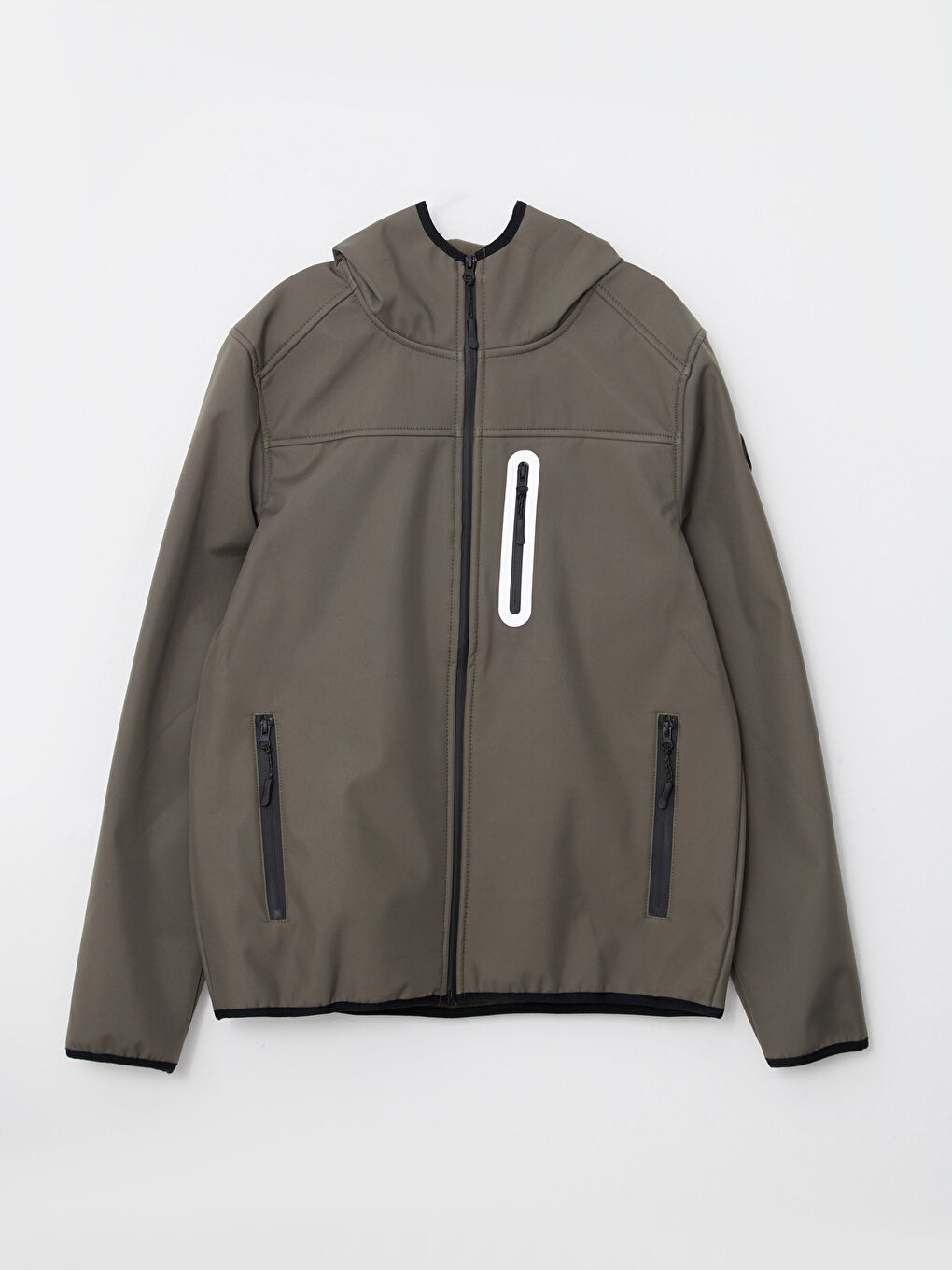 Haki Standart Kalıp Kapüşonlu Erkek Yağmurluk-6