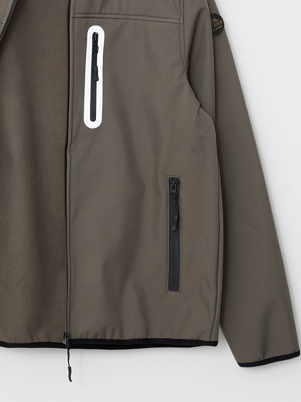 Haki Standart Kalıp Kapüşonlu Erkek Yağmurluk-8