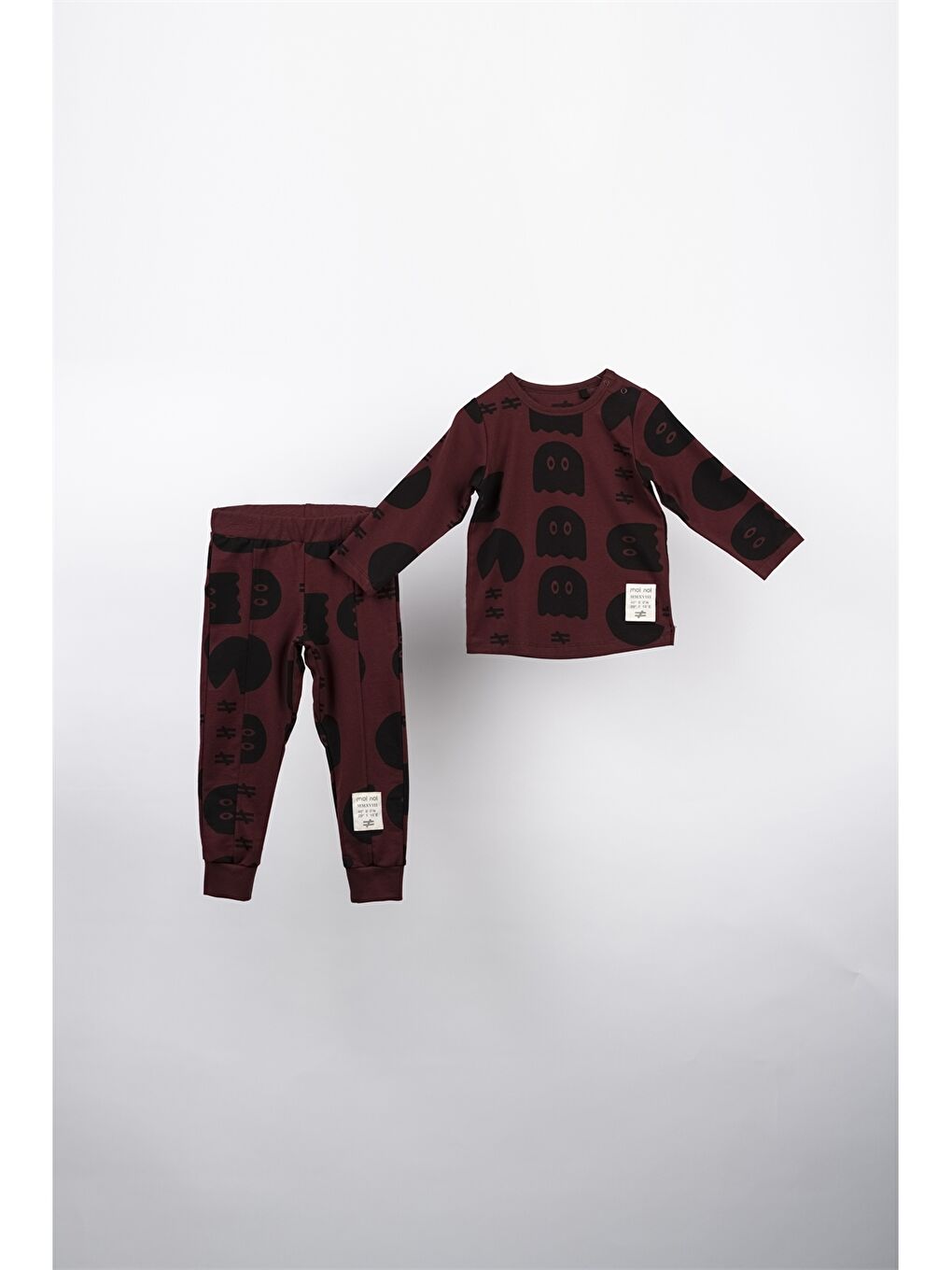 Bordo Bisiklet Yaka Uzun Kollu Unisex Bebek 2'li Takım