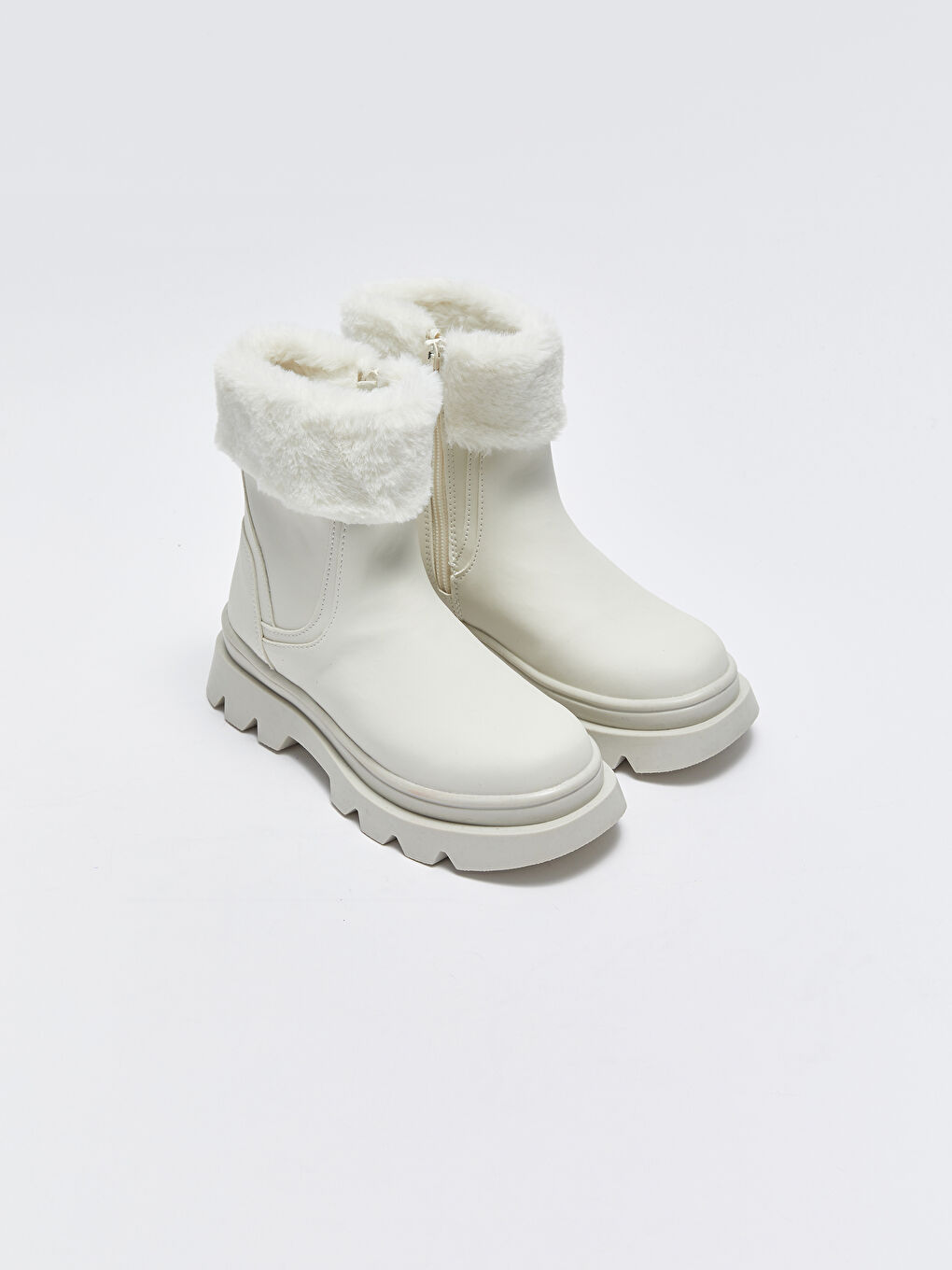 Leather Look Zippered Ankle Boy Girl Boots