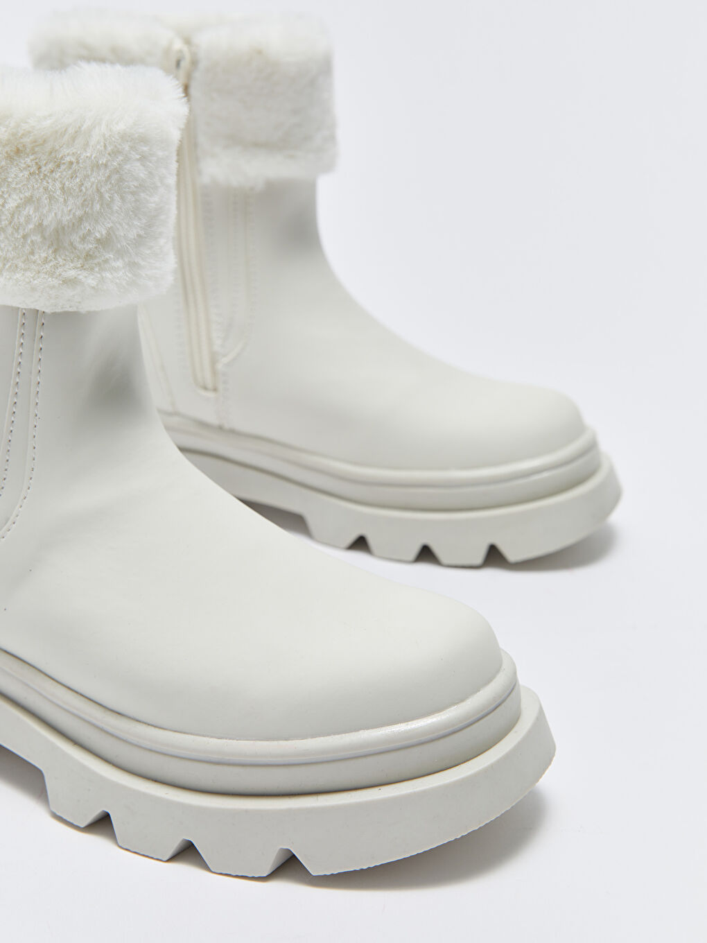 Leather Look Zippered Ankle Boy Girl Boots-2